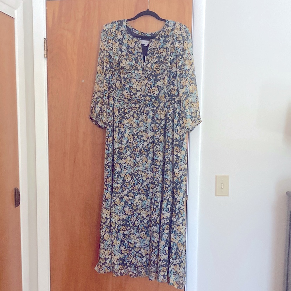 Loft floral midi dress, XL